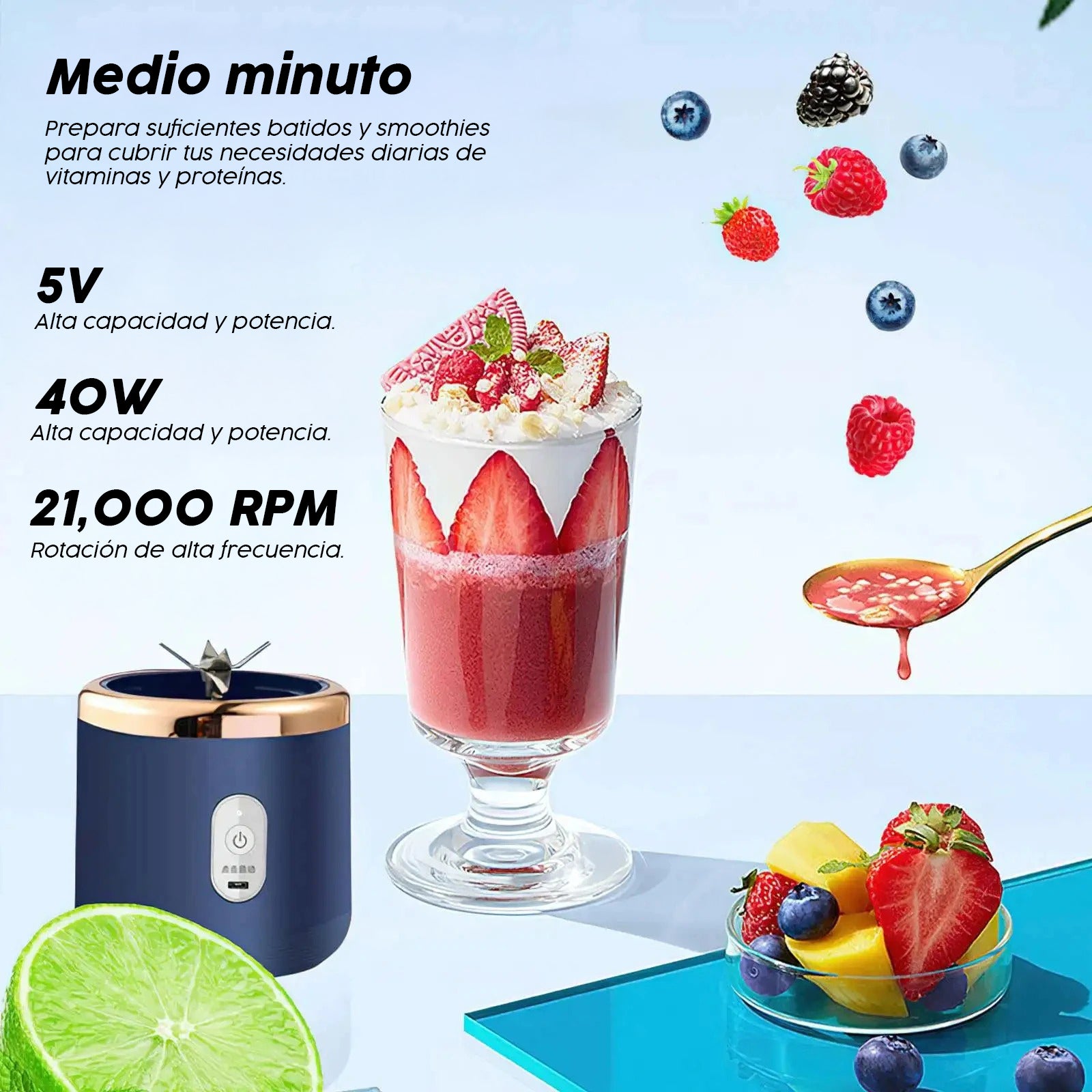 Licuadora portátil eléctrica de frutas – Mini exprimidora personal