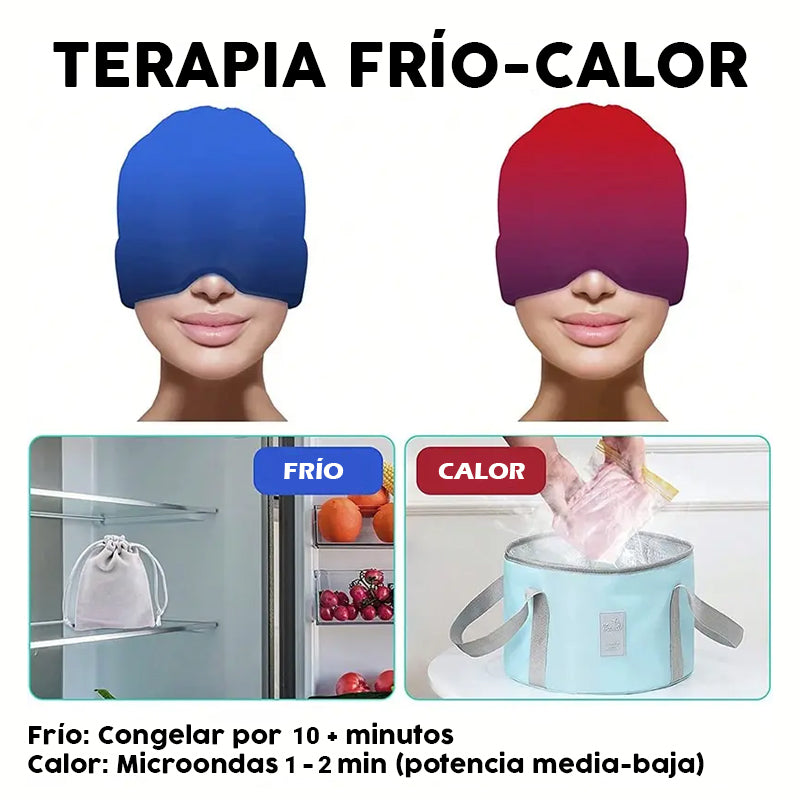 Gorro de Gel Frío para Migrañas, Dolores de Cabeza y Estrés